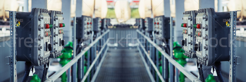 Foto stock: Painel · de · controle · lâmpadas · usina · negócio · metal · rede