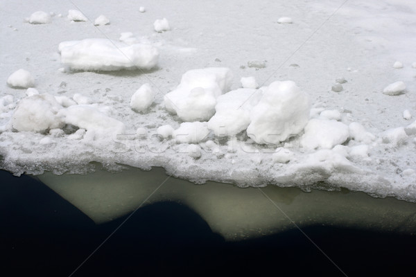 Foto stock: Delgado · hielo · lago · primavera · nieve · azul