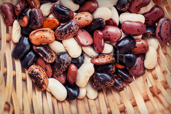 colorful beans in a wicker basket close-up. Stock photo © ultrapro