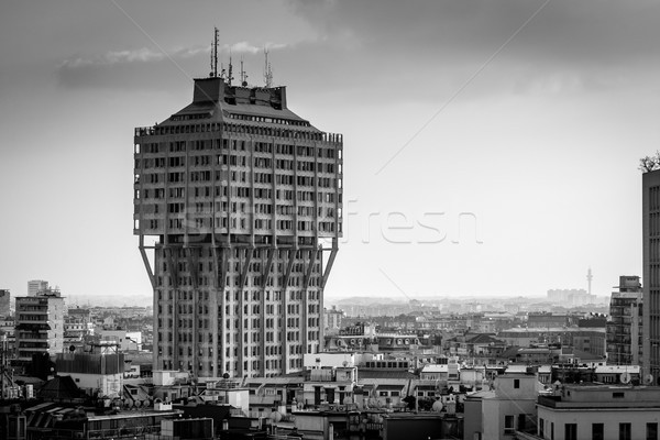 Milan şehir siyah beyaz görüntü Stok fotoğraf © umbertoleporini