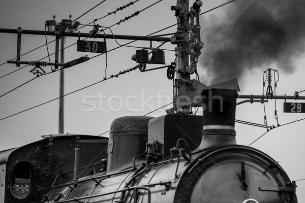 Velho vapor trem preto e branco imagem Foto stock © umbertoleporini