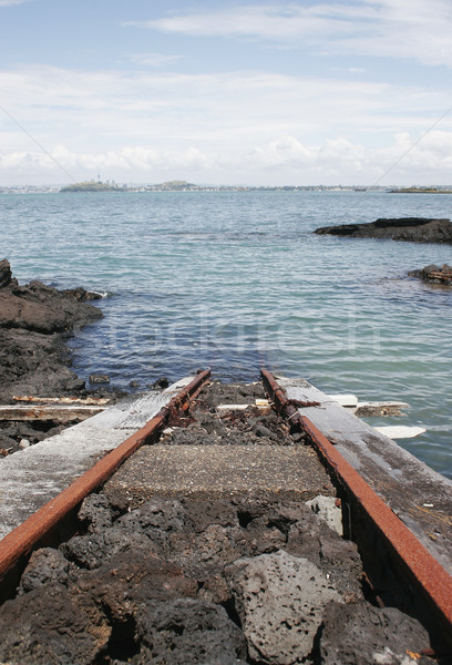 Train track into the ocean Stock photo © Undy