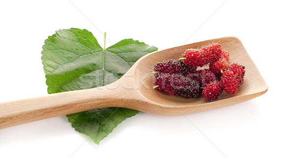 mulberries fruit and mulberry leaf on white background healthy m Stock photo © ungpaoman