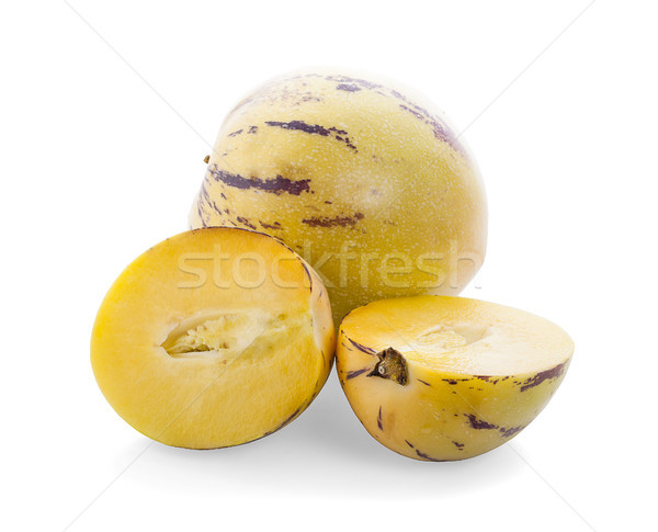 Stock photo: Pepino melon fruit isolated on white background with clipping pa