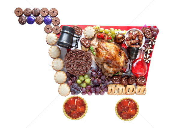 Stockfoto: Dankzegging · christmas · winkelwagen · vorm · symbool