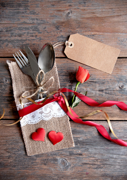 Stock photo: Valentines day meal with blank label