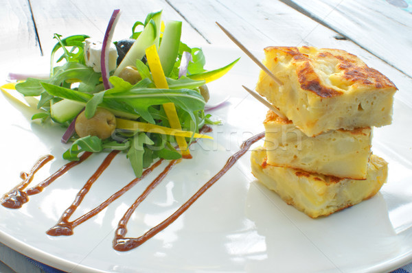 Stock photo: Spanish omelette with salad 