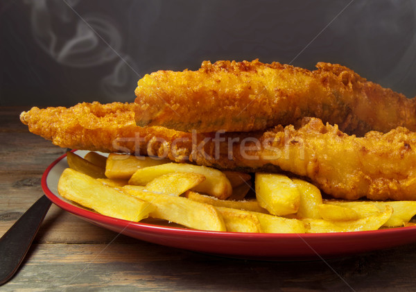 Stockfoto: Vis · chips · vers · voedsel · hot