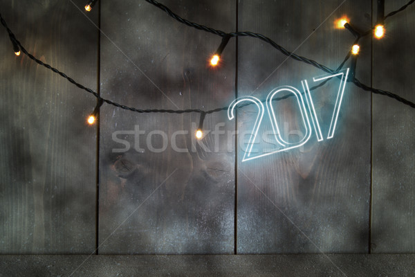 Stock photo: 2017 neon text