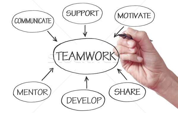 Teamarbeit Flussdiagramm Diagramm Schlüssel starken Führung Stock foto © unikpix