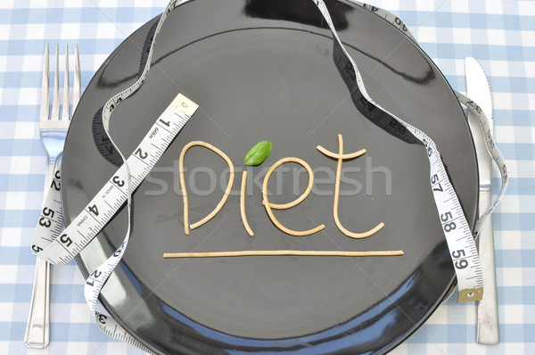 Dieta palabra escrito espaguetis placa cinta métrica Foto stock © unikpix