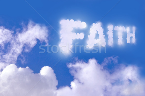 Geloof wolk hemel blauwe hemel hoop geestelijke Stockfoto © unikpix
