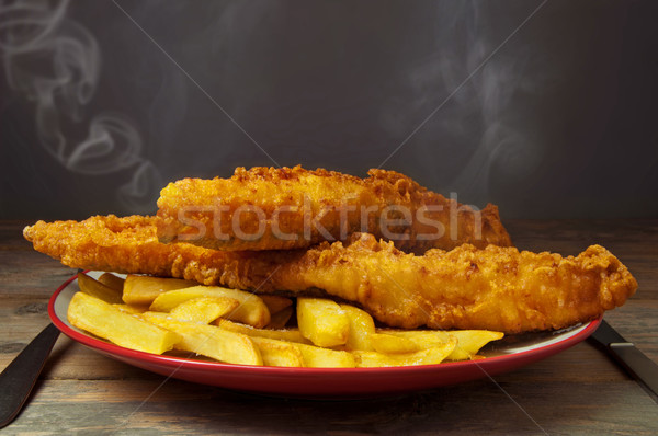 рыбы чипов горячей пластина традиционный обеда Сток-фото © unikpix