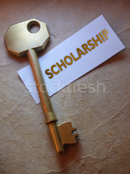 Bolsa de estudo etiqueta dourado chave estudante Foto stock © unikpix