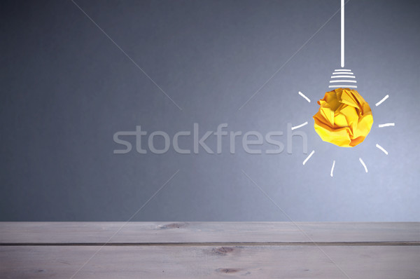 Foto stock: Idéia · brilhante · laranja · papel · bulbo · esboço