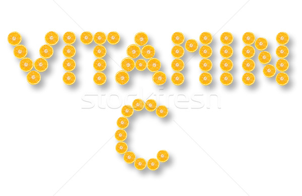 Stock foto: Vitamin · c · orange · Briefe · Orangen · Wort · Vitamine