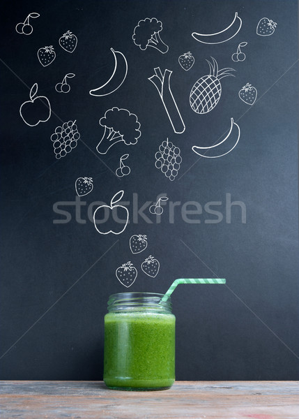 Smoothie verde dieta fruto vegetal ingredientes Foto stock © unikpix