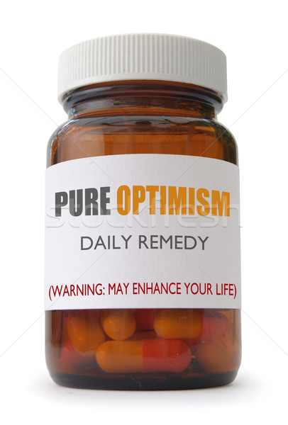 Otimismo recipiente pílulas branco sucesso financeiro Foto stock © unikpix