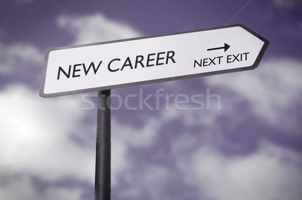 Novo carreira placa sinalizadora indicação próximo sair Foto stock © unikpix