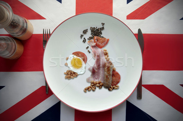 английский жареный завтрак карта британский флаг форма Сток-фото © unikpix