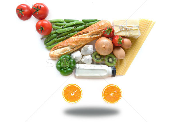Kruidenier winkelen vruchten groenten pasta Stockfoto © unikpix