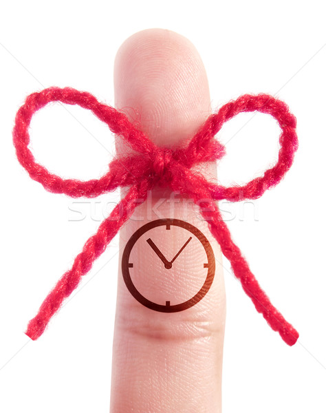 Erinnerung Uhr Symbol gedruckt Finger rot Stock foto © unikpix