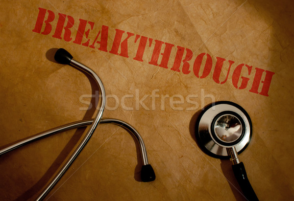 Orvosi áttörés közelkép sztetoszkóp nagy szöveg Stock fotó © unikpix