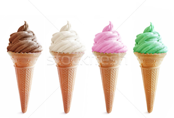 Fagylalt fagylalttölcsér ízek csokoládé vanília eper Stock fotó © unikpix