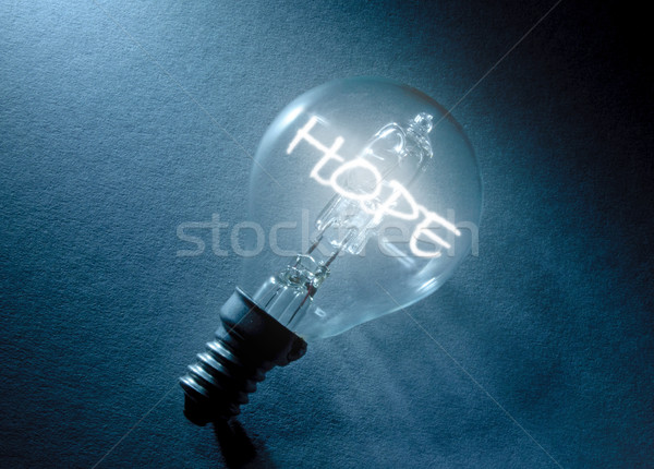 Hoffnung Text Glühlampe Lampe Zukunft Glühbirne Stock foto © unikpix