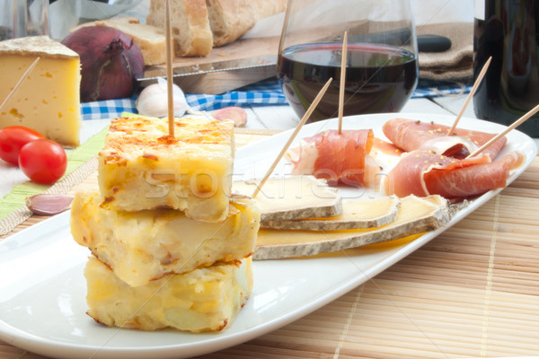 Spanish omelette and tapas platter Stock photo © unikpix