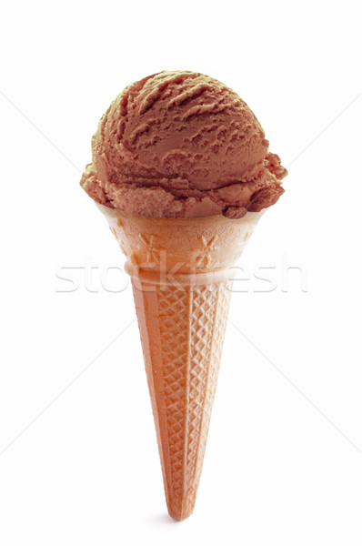 Csokoládé fagylalttölcsér fehér háttér desszert krém Stock fotó © unikpix