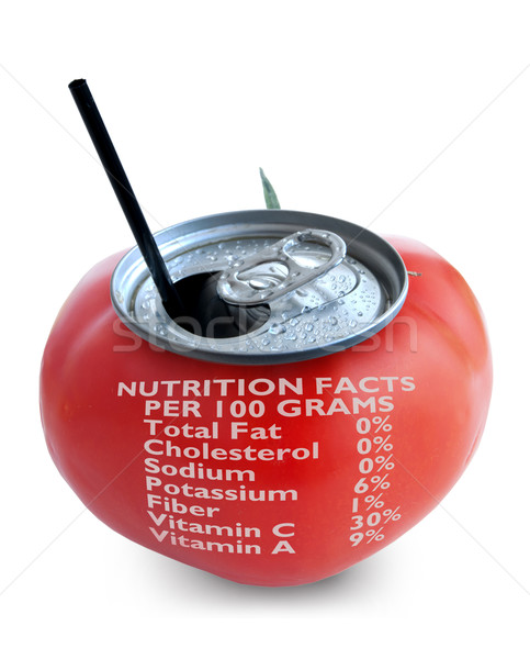 Tomatensap voeding label vers kan witte Stockfoto © unikpix