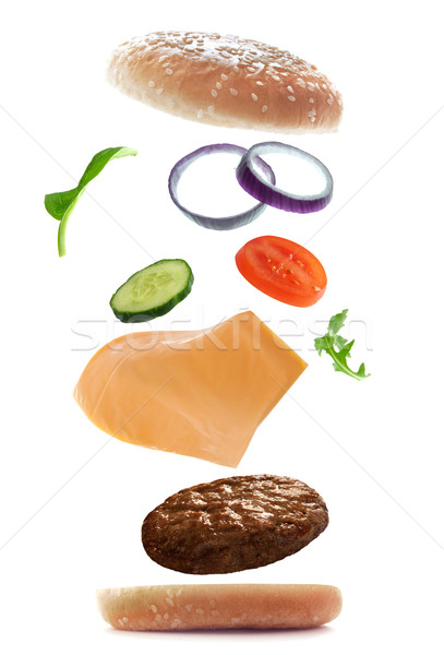 Flying burger ingredients  Stock photo © unikpix