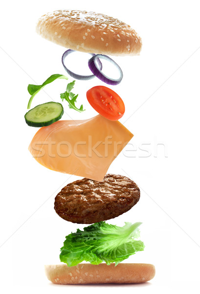 Burger flying ingredients Stock photo © unikpix