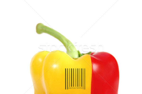 Foto stock: Vermelho · amarelo · pimenta · código · de · barras · comida · tecnologia