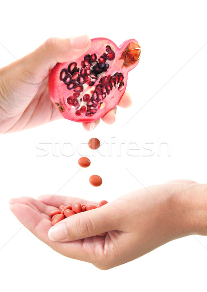Vitamin tabletták kép ki gránátalma gyümölcs Stock fotó © unikpix