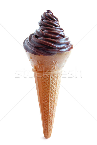 Csokoládé fagylalttölcsér fehér háttér fagylalt desszert Stock fotó © unikpix