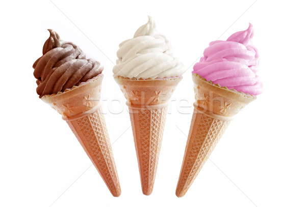 Stok fotoğraf: Dondurma · dondurma · koni · çikolata · vanilya · çilek