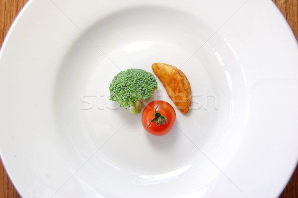 Foto stock: Cena · pequeño · porción · alimentos · grande · placa