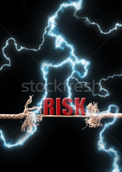 Stok fotoğraf: Risk · gök · gürültüsü · aydınlatma · halat · kelime · dengelemek