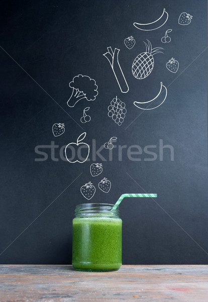 Smoothie verde dieta fruto vegetal ingredientes Foto stock © unikpix