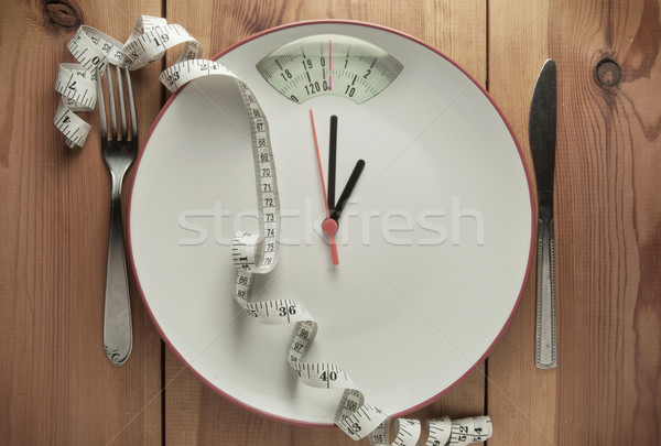 Régime alimentaire temps plaque horloge mains pointant [[stock_photo]] © unikpix