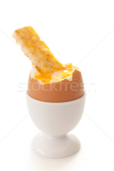 Huevo pasado por agua taza tostado soldado huevo huevos Foto stock © unikpix