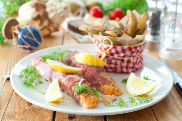 Bacon wrapped fish Stock photo © unikpix