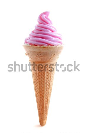 Cornet de crème glacée fraise blanche fond crème glacée dessert [[stock_photo]] © unikpix