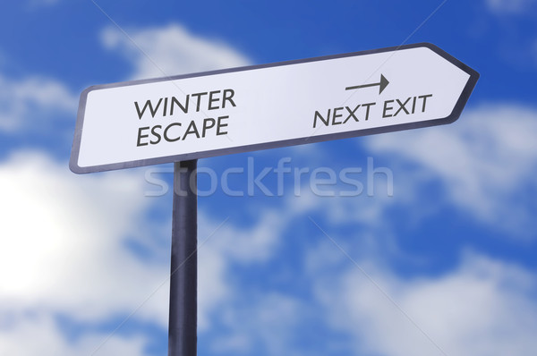 Hiver échapper signe de rue prochaine quitter flèche Photo stock © unikpix