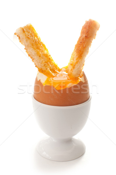 Huevo pasado por agua taza tostado soldados huevo huevos Foto stock © unikpix