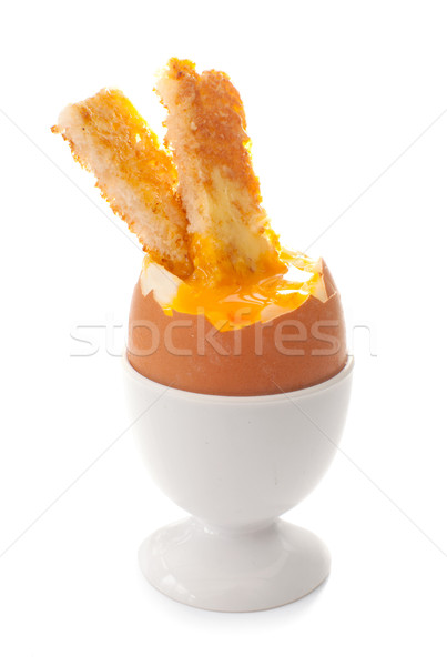 Huevo pasado por agua taza tostado soldados huevo huevos Foto stock © unikpix