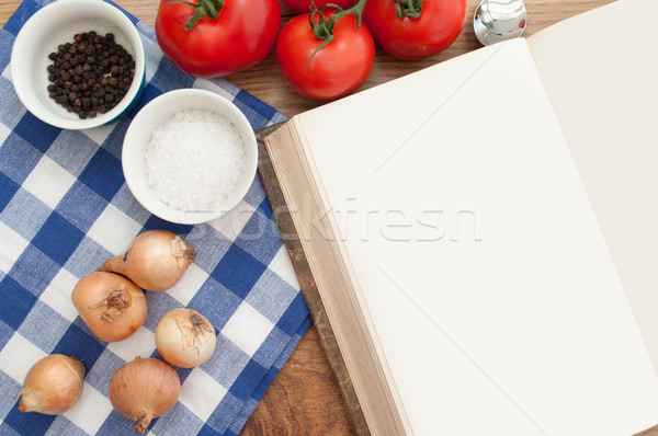 Rezept Buch öffnen Salz leer Tomaten Stock foto © unikpix