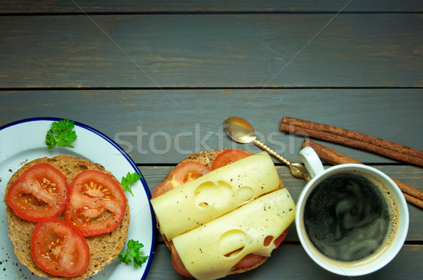 Breakfast coffee with sandwich and space for text Stock photo © unikpix